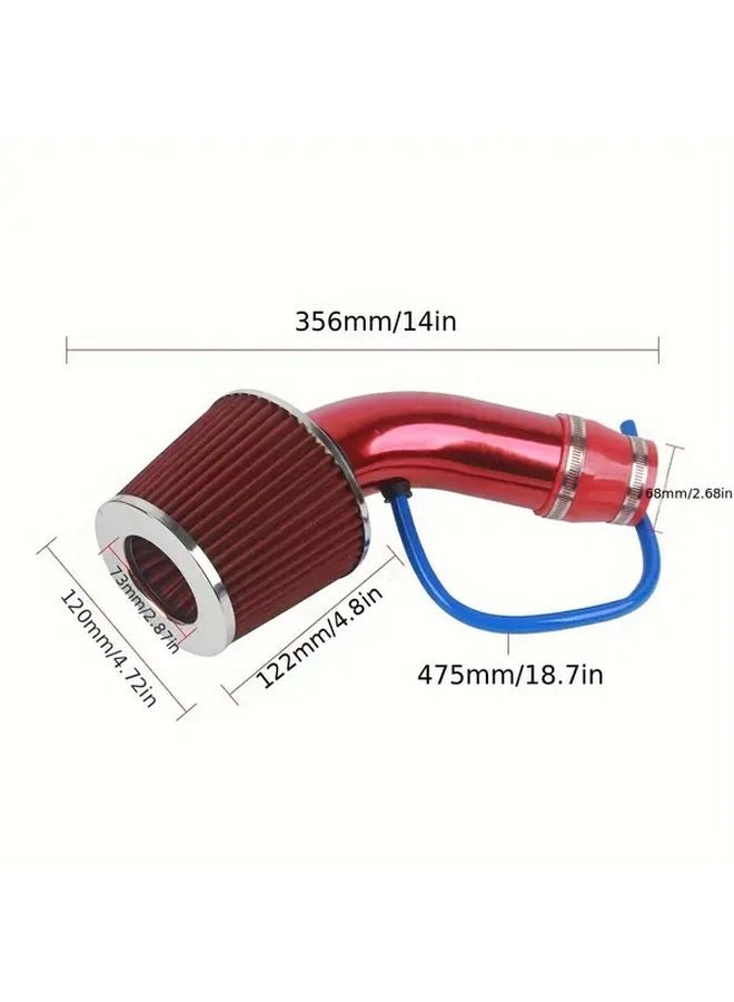 Red Air Intake Pipe Universal Car Cold Air Intake Kit Aluminum Replacement - Image 2